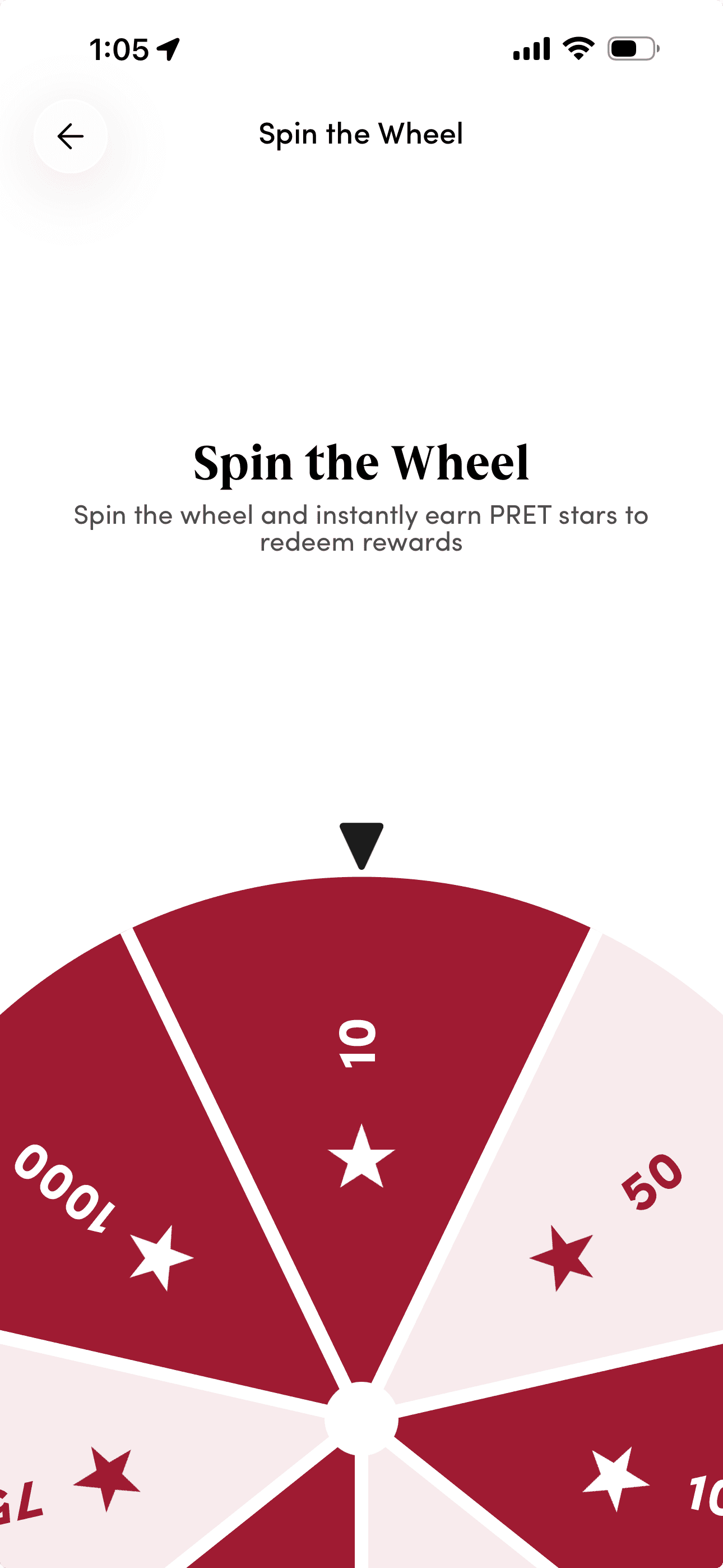 Pret spin-the-wheel experience before interaction