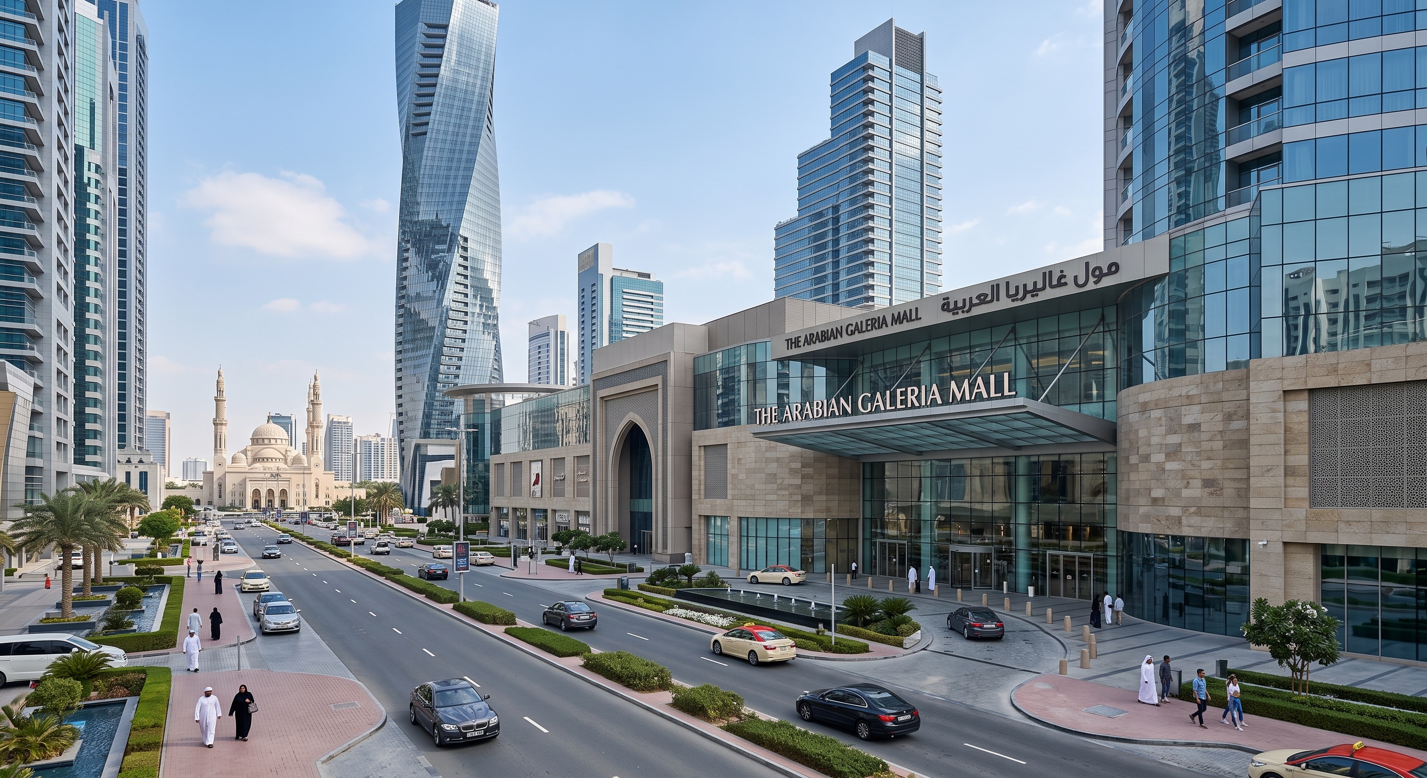 A mall and mixed-use development on a Gulf city street